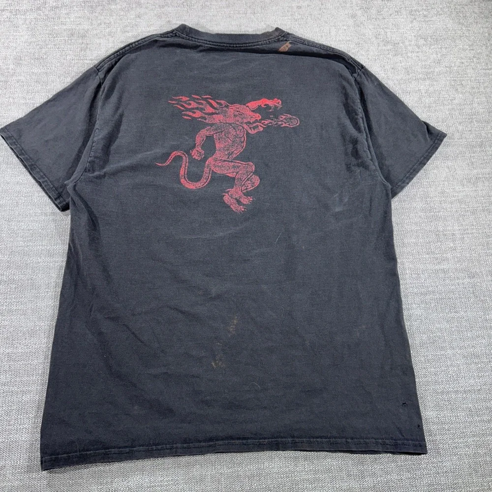Fireball Whisky Graphic T-Shirt Mens L Black Fair Distressed WTF Dragon Logo